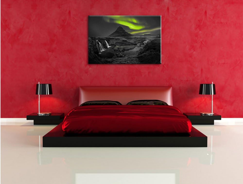 Pixxprint Kirkjufell Wasserfall als Leinwandbild/Grösse: 100x70 / Wandbild/Kunstdruck/fertig bespann