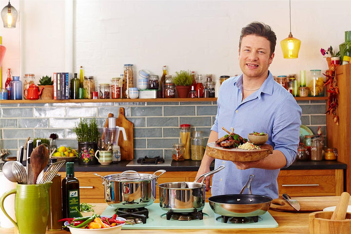 Tefal H80304 Jamie Oliver Premium Inox Induction Wave Pfanne (24 cm, antihaftbeschichtet) edelstahl