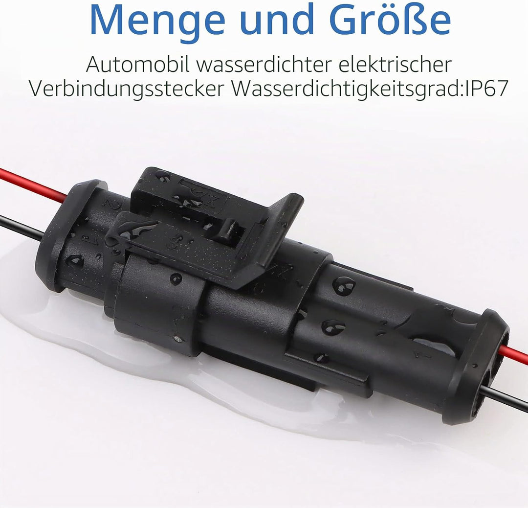 VEUWOLM 300 Stück Wasserdichte KFZ Kabel Steckverbinder, 1/2/3/4 Pin KFZ Stecker, Elektrische Steckv