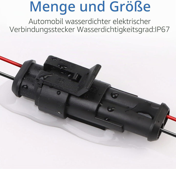 VEUWOLM 300 Stück Wasserdichte KFZ Kabel Steckverbinder, 1/2/3/4 Pin KFZ Stecker, Elektrische Steckv