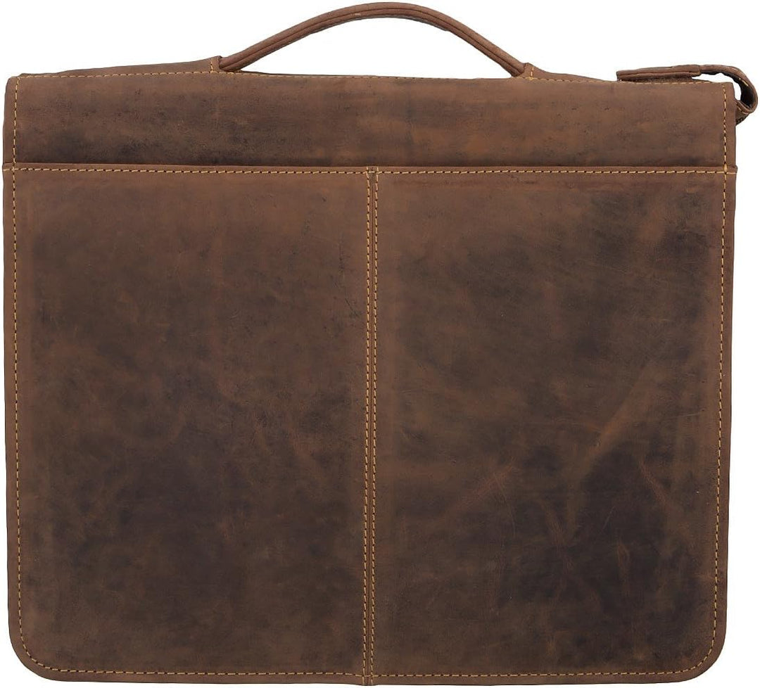 GreenBurry Schreibmappe 34 x 29 x 8 cm Rind-Leder RingBuch-Mappe Aktenmappe