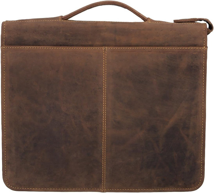 GreenBurry Schreibmappe 34 x 29 x 8 cm Rind-Leder RingBuch-Mappe Aktenmappe