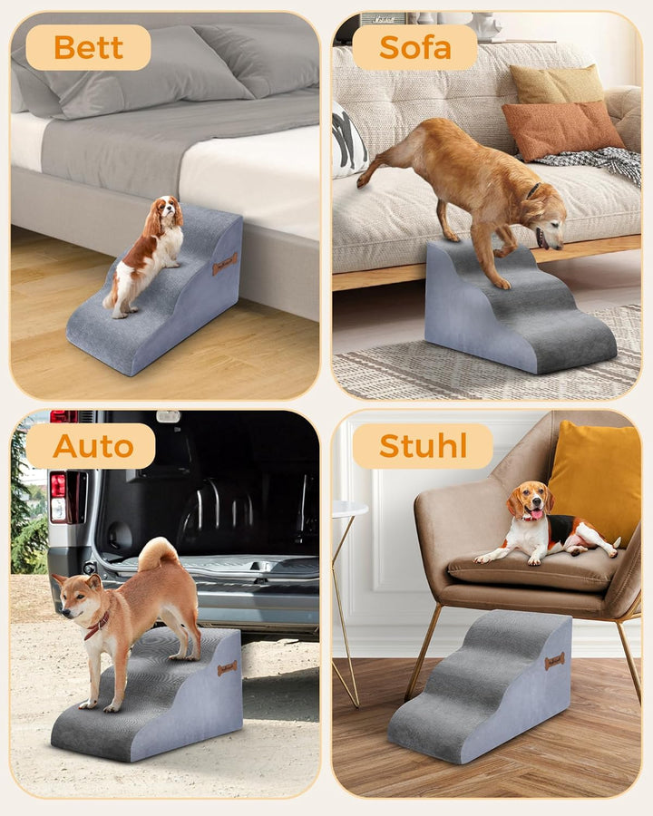 Hundetreppe für Kleine Hunde 30CM hohe 3-stufige kleine Hundefussstufen 32x60x30CM für Sofa und hohe