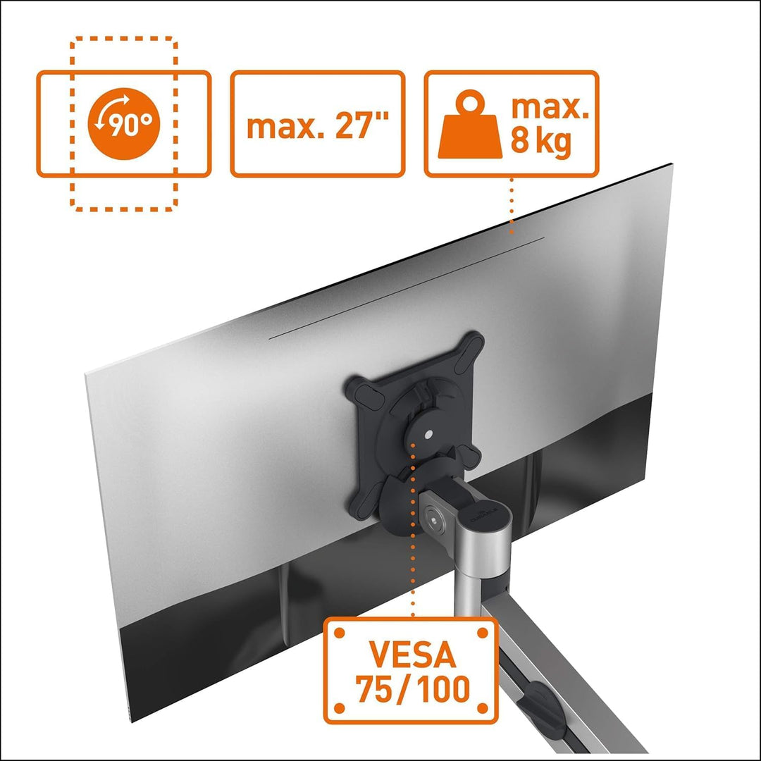 Durable Monitor Halterung 2 Monitore mit Tischklemme, für VESA Bildschirme 21-27", 360° drehbar, nei