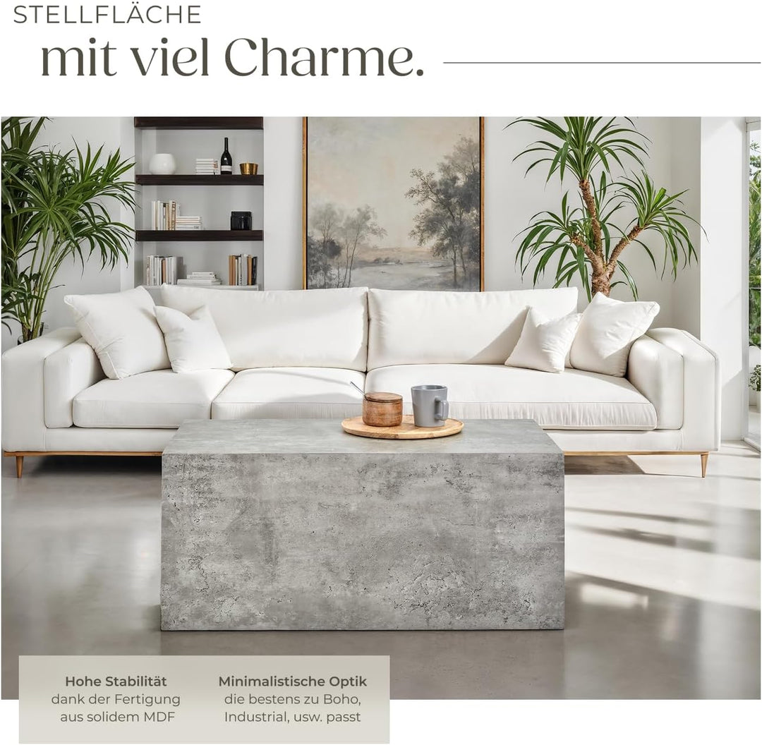 tectake® Couchtisch in Beton Optik, Beistelltisch, moderner Wohnzimmertisch, Sofatisch, Tisch Wohnzi