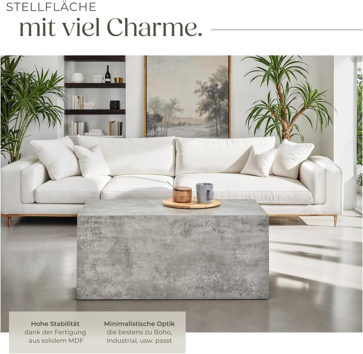 tectake® Couchtisch in Beton Optik, Beistelltisch, moderner Wohnzimmertisch, Sofatisch, Tisch Wohnzi