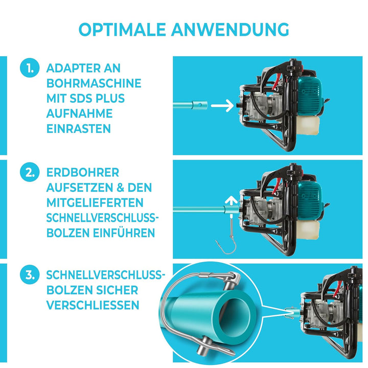 BRUNNENTAL ® Erdbohrer 40mm - Ideal Für Aushubarbeiten - Pfahlbohrer Brunnenbohrer - Robuste Bohrspi