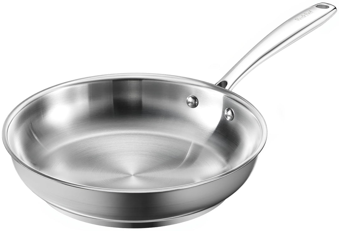 Redchef Bratpfanne 24 cm Induktion edelstahlpfanne unbeschichtet Schüttrand Bratpfanne für alle Herd