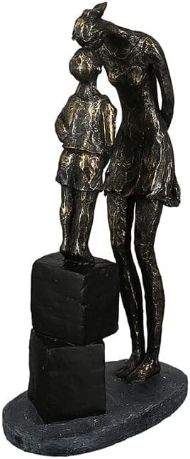 Casablanca modernes Design Gilde Skulptur Mum and Child bronzefarben, Basis in grau H: 28 cm B: 15 c