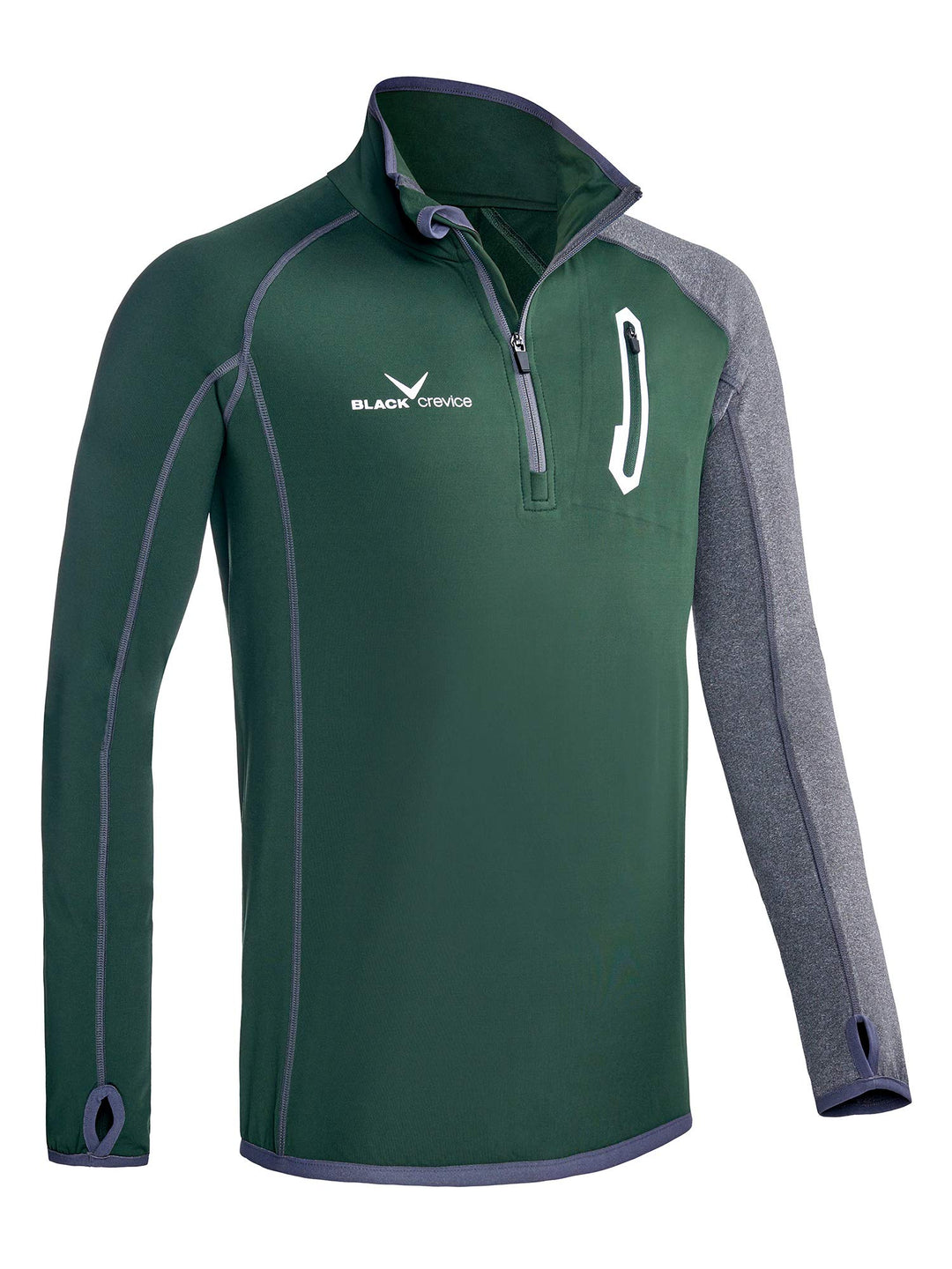 Black Crevice Herren Microfleece Pullover Second Layer Midlayer BCR297137 Forest Green/Grey XXL, For