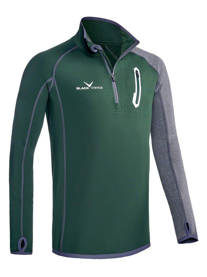 Black Crevice Herren Microfleece Pullover Second Layer Midlayer BCR297137 Forest Green/Grey XXL, For