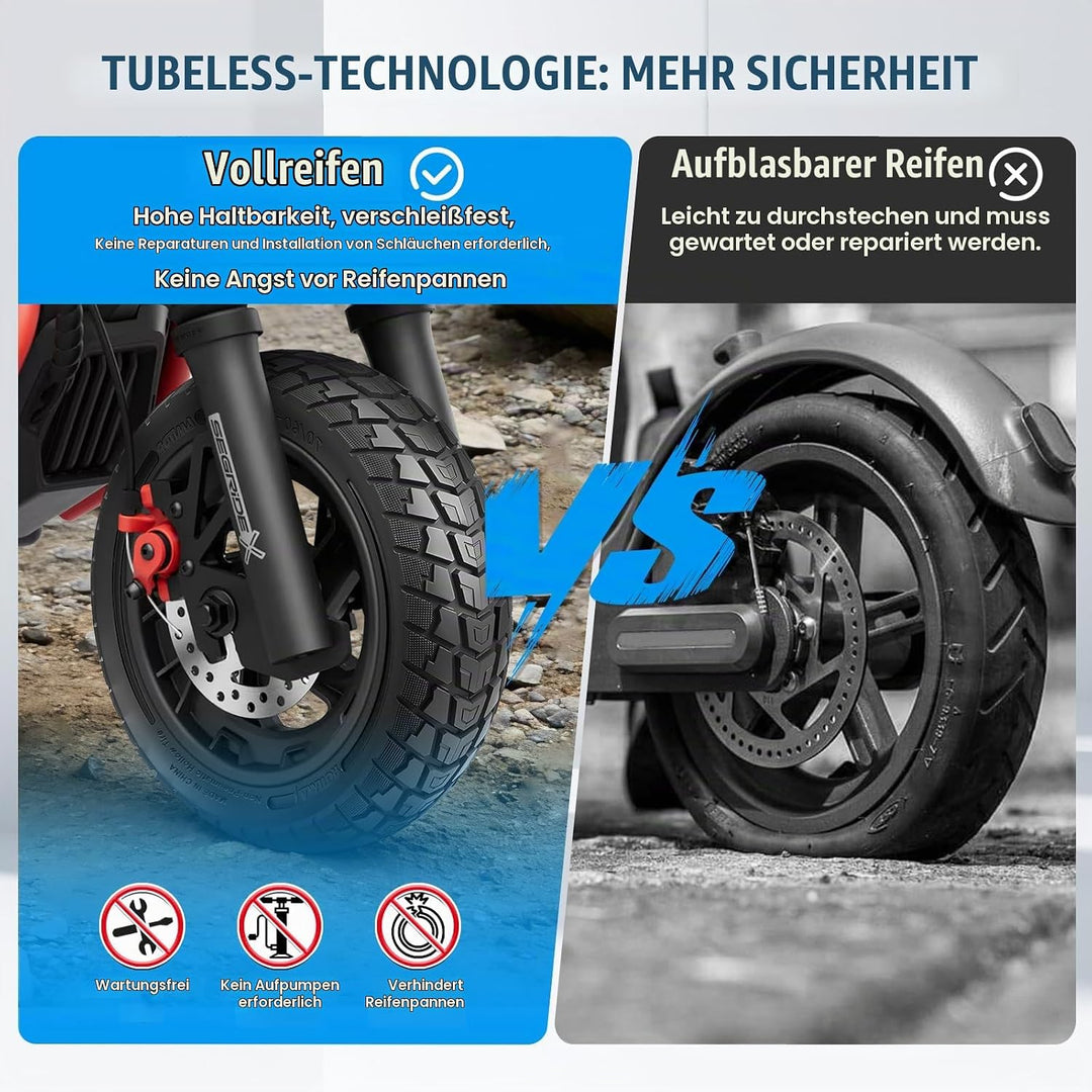 Amitor 70/60-7.5 Reifen Vollgummi Offroad für Segway ZT3 Pro/Segway-Ninebot MAX G3 Reifen E Scooter