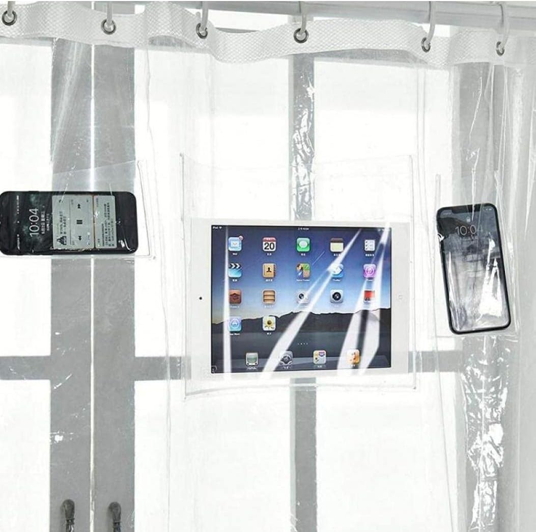 TOSSPER 1pc Wasserdichten Duschvorhang Liner, Eva Transparent Bade Sheer Für Tablet-Telefon-Halter Z