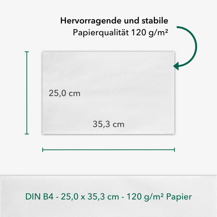 50 Stück Premium Versandtaschen B4 in Weiss, mit Papprückwand, Haftklebung und Abdeckstreifen, 250 x
