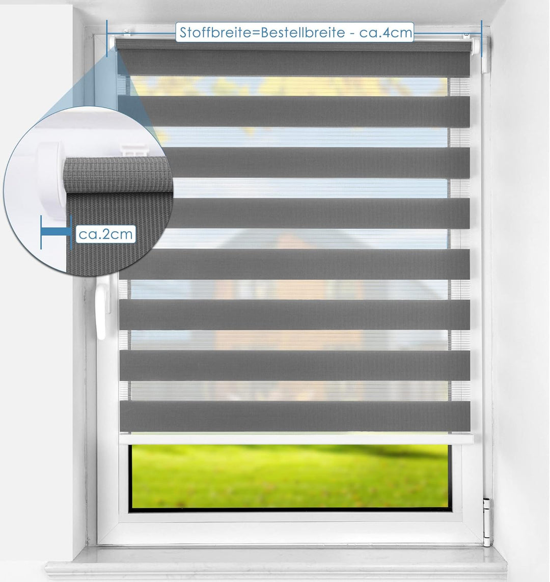 SBARTAR Doppelrollo schnurlos Klemmfix Rollos für Fenster ohne Bohren & zum Bohren, Anthrazit B90 x