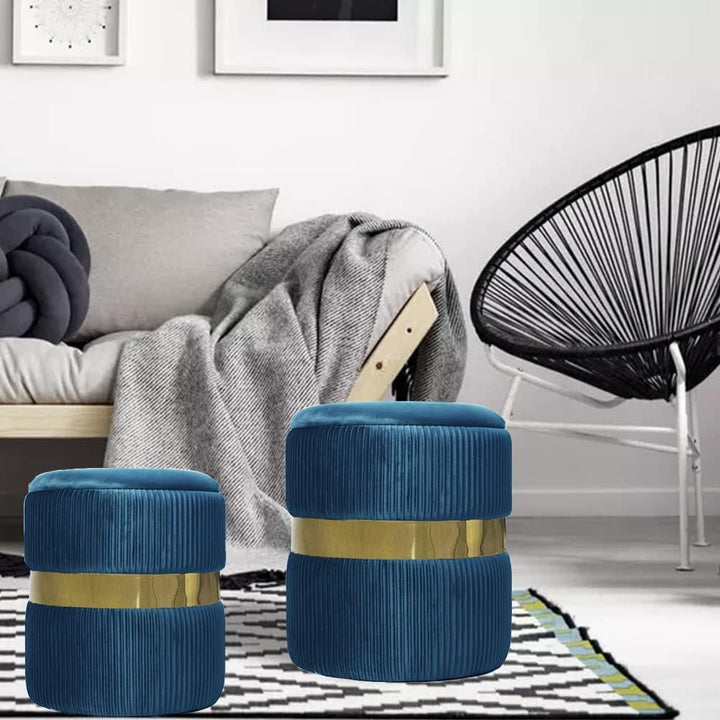 AllEquip 2er-Set Sitzhocker Samt Schminktisch Pouf Hocker mit Stauraum Ottoman Aufbewahrungshocker (