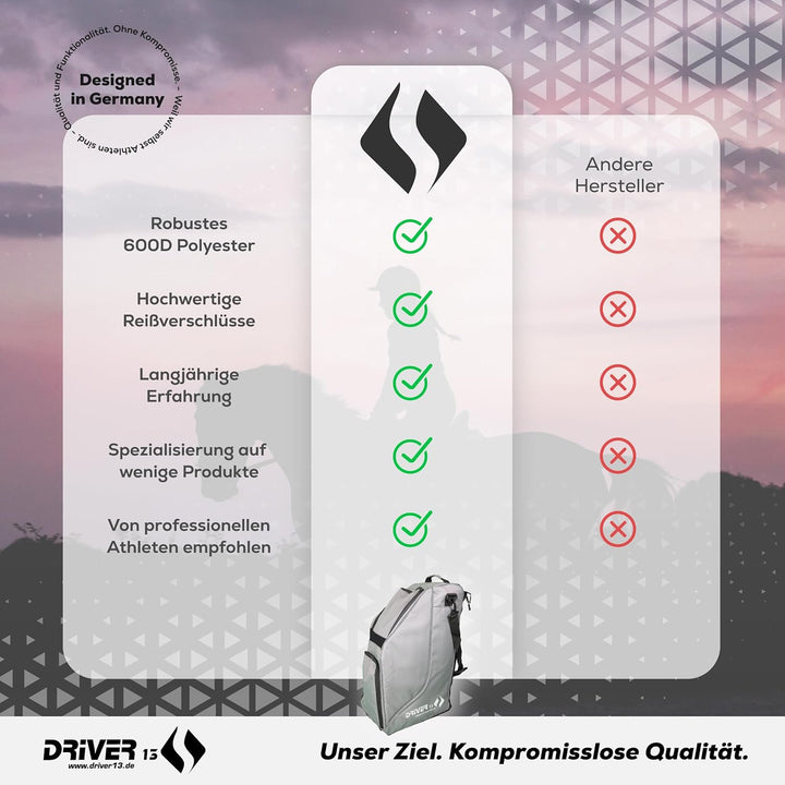 Driver13 Reitstiefelrucksack Reitstiefeltasche Stiefeletten Taschen Deluxe mit Helmfach für Reitstie