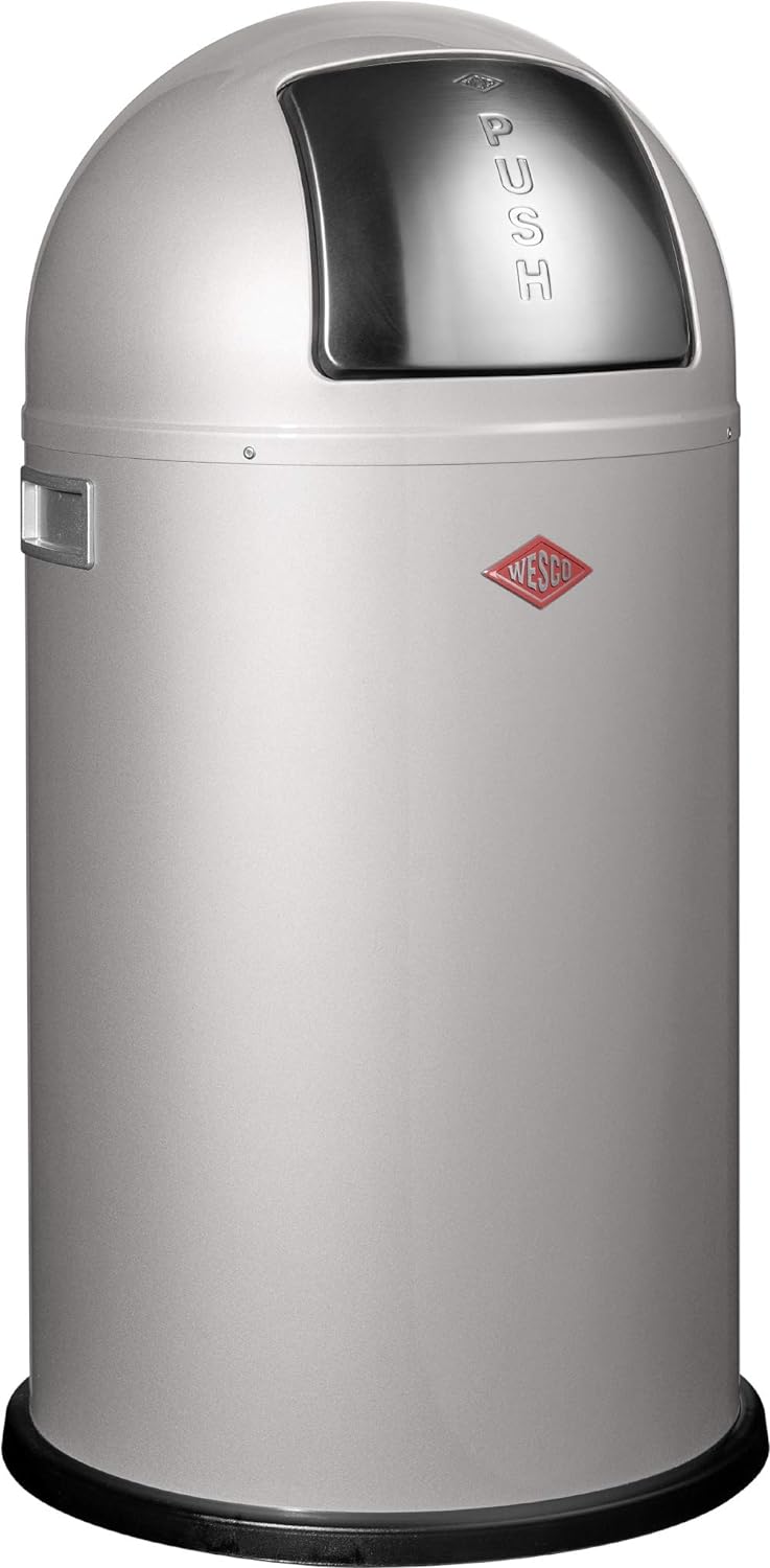 Wesco 175 831 Pushboy Abfallsammler 50 Liter silber, 40 x 40 x 75.5cm, Silber