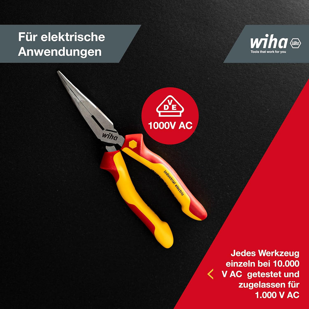 Wiha Flachrundzange Industrial electric mit Schneide gebogene Form, ca. 40° Zuführen leicht gemacht