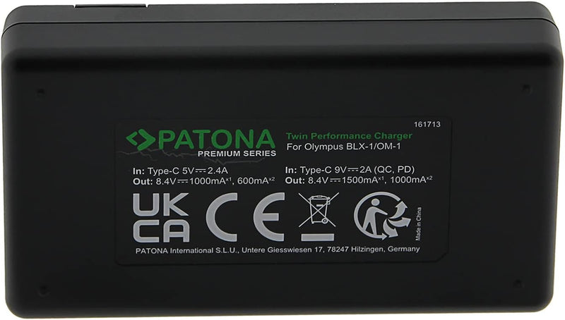 PATONA 2X V1 Protect Akku BLX-1 (2250mAh) inkl. NTC-Sensor und V1 Gehäuse - mit PD Performance USB L
