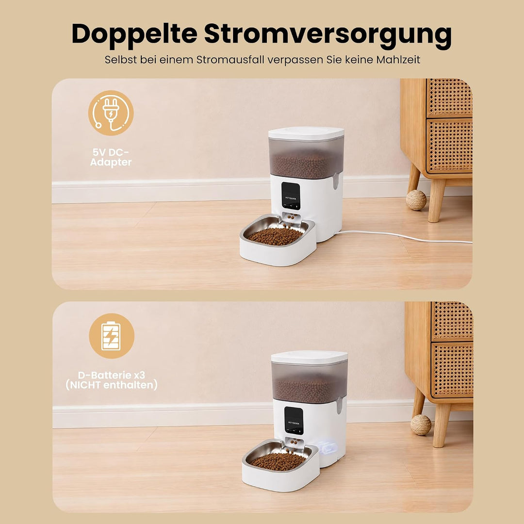 Futterautomat Katze, 4L Katzenfutter Automat, 2,4 G WiFi Katzen Futterautomat mit APP Steuerung, Fut