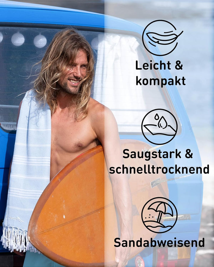 Fit-Flip Hamamtuch aus 100% Baumwolle – saugfähig und schnelltrocknend – türkisches Saunatuch, Stran