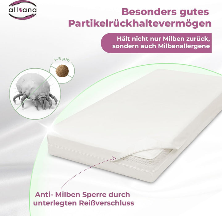 Allsana Allergiker Matratzenbezug 80x200x20 cm | Allergie Bettwäsche | Anti Milben Encasing | Milben