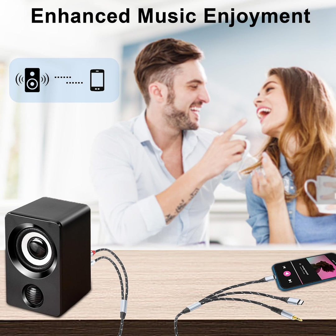 3,5mm zu RCA Audio Adapter, Lightning zu RCA Kabel für iPhone, iPad, MP3, Tablet, HDTV, Heim-Audiosy