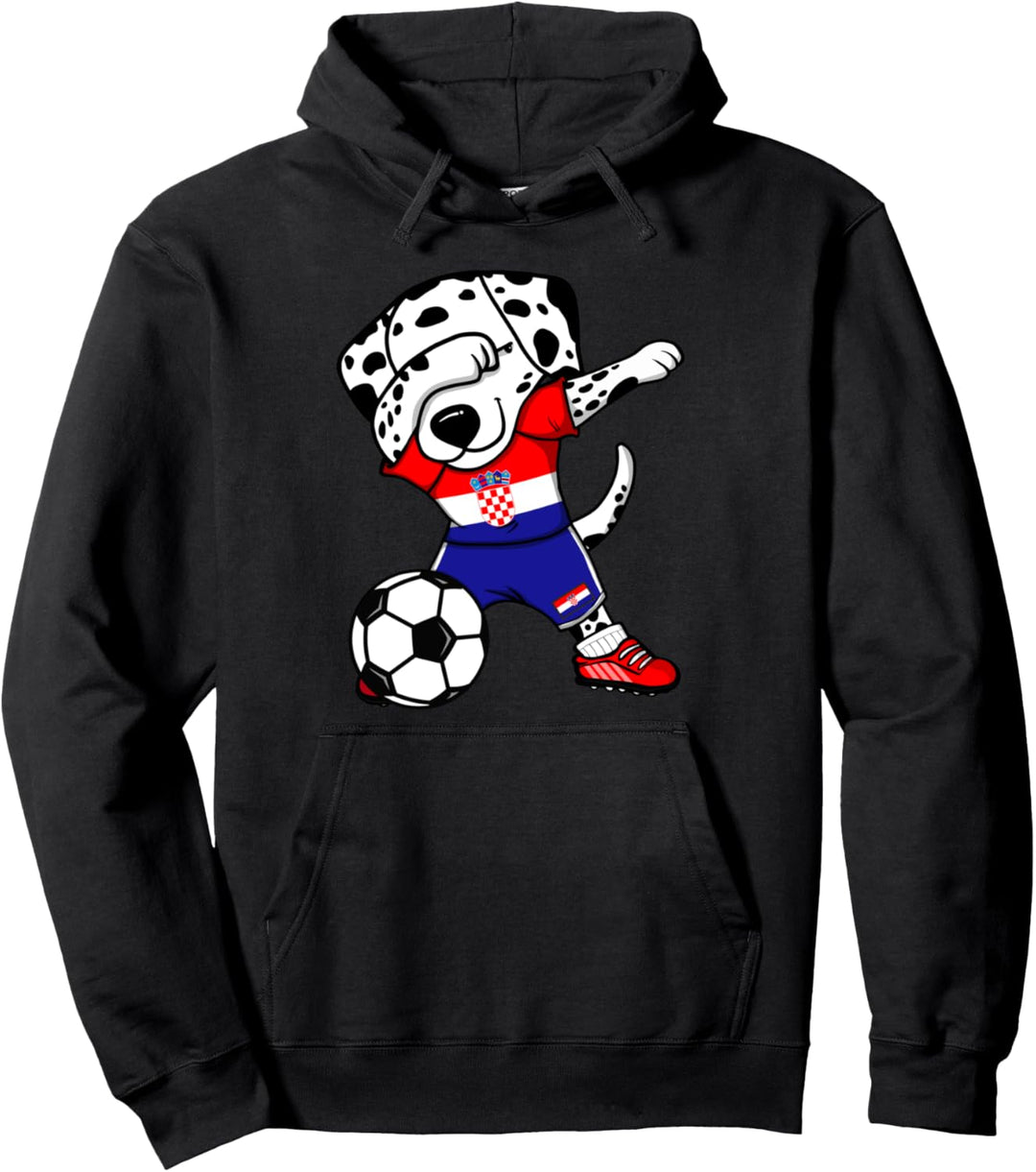 Dabbing Dalmatiner Hund Kroatien Fussball Kroatische Flagge Pullover Hoodie