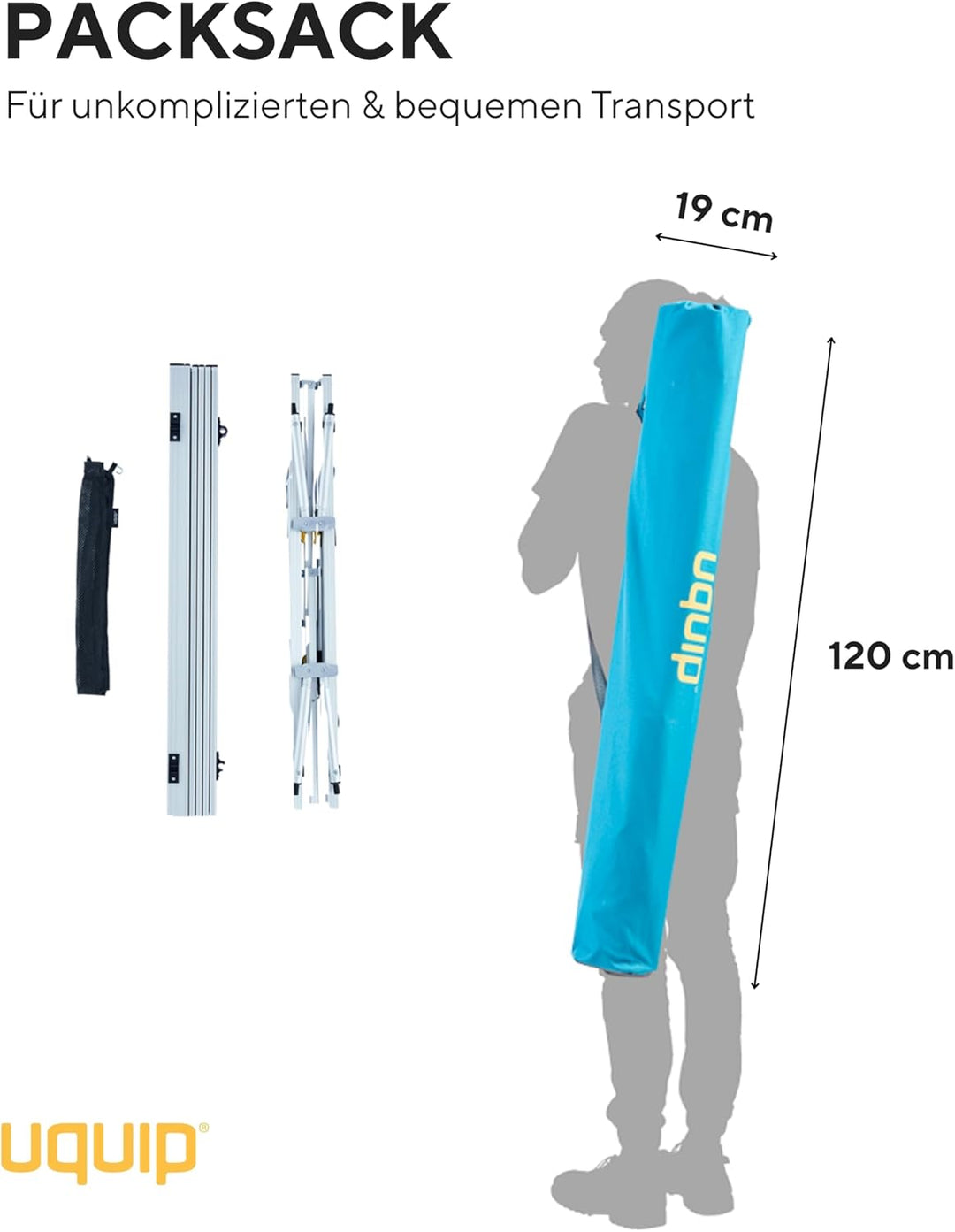 Uquip Alu Campingtisch Variety L Klapptisch Wetterfest Leicht Höhenverstellbar Silber Single, Silber