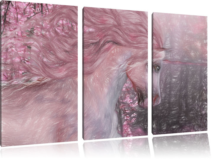 Pixxprint Einhorn als Leinwandbild/Grösse: 3 Teilig (120x80 cm) cm/Wandbild/Kunstdruck/fertig bespan