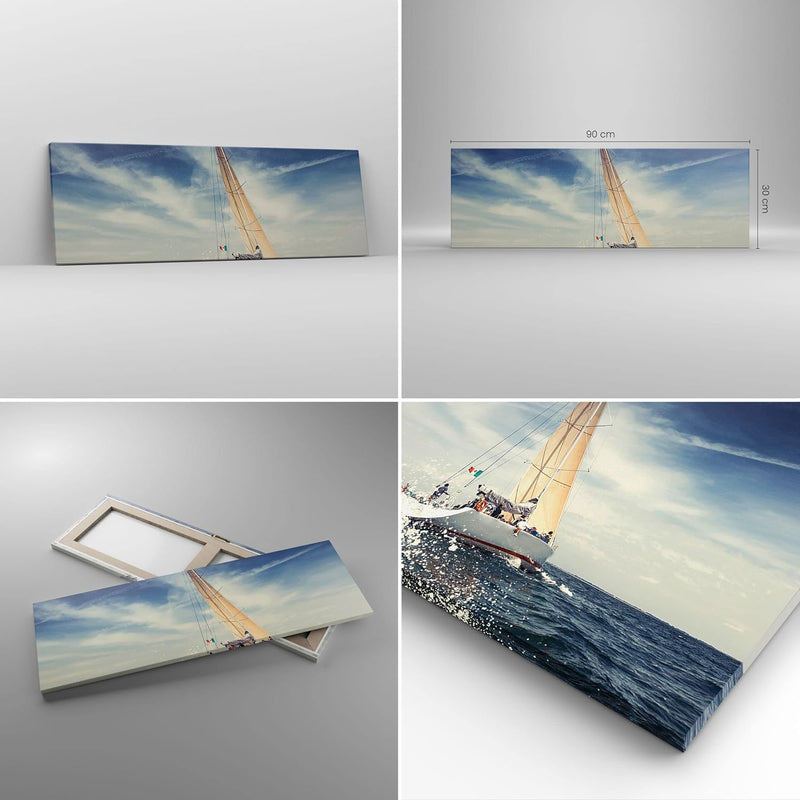 Panorama Bilder auf Leinwand Segeln Yacht Reise Leinwandbild 90x30cm Wandbilder Dekoration Wohnzimme