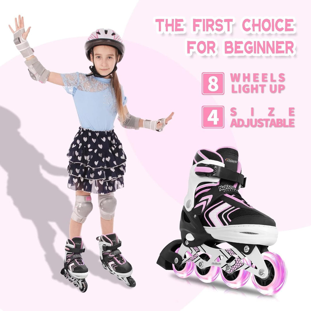 Nattork Inliner für Kinder Verstellbare Inline Skates, 4 Grössen Kinder Inline Roller Skates mit Bel