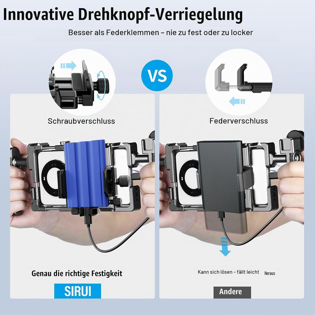 SIRUI Montagehalterung SSD Mount Bracket, Universeller SSD-Halter mit Kaltverschluss und USB-C-Kabel