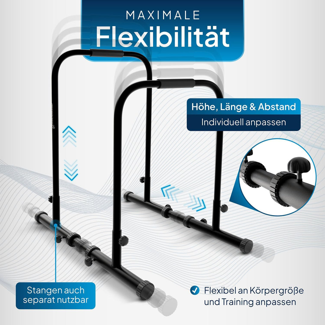 ArtSport Dip Barren - Dip Station bis 500 kg belastbar - Liegestützgriffe - Fitness Stange verstellb