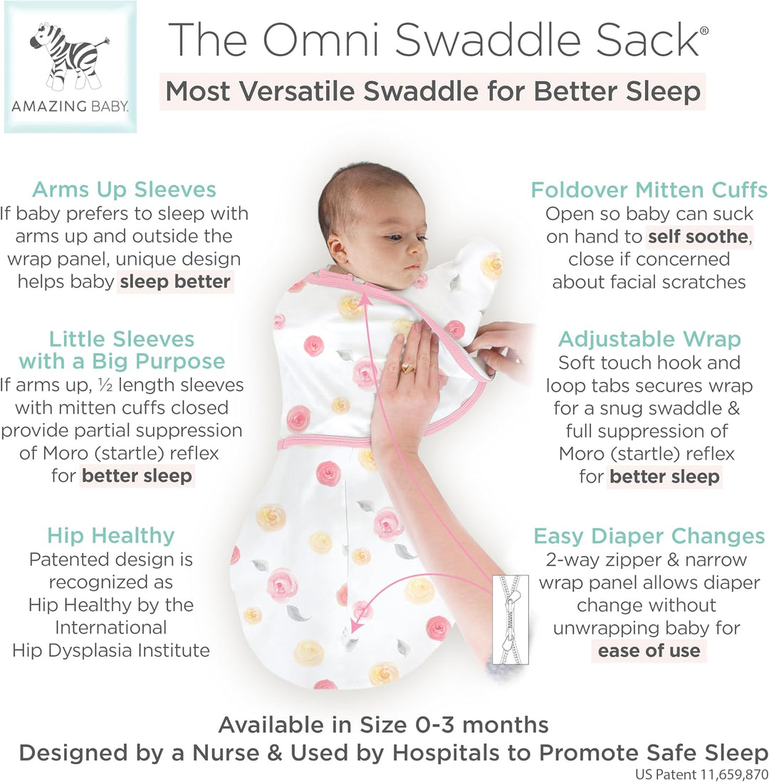 Amazing Baby 6-in-1 Omni Pucksack Baby, Pucktuch &amp; Puckschlafsack 0–3 Monate, Baby Schlafsack für Ne