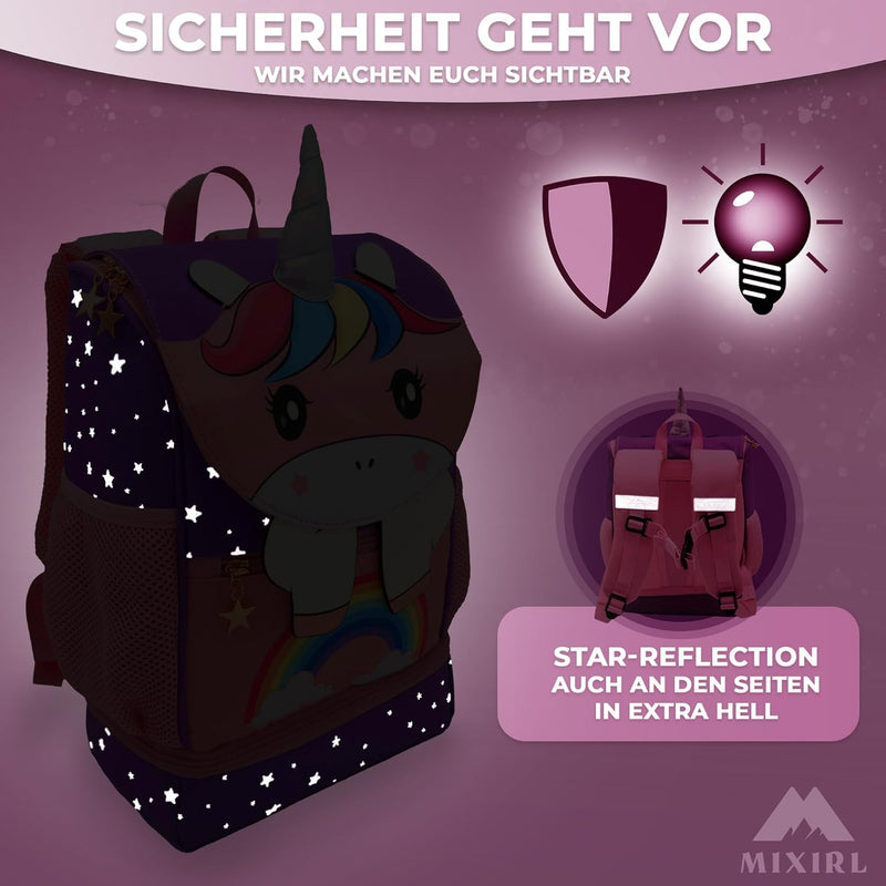 MIXIRL® Lässiger Kindergartenrucksack Mädchen & Kleinkind Rucksack ab 2 Jahre hochwertiger Einhorn K