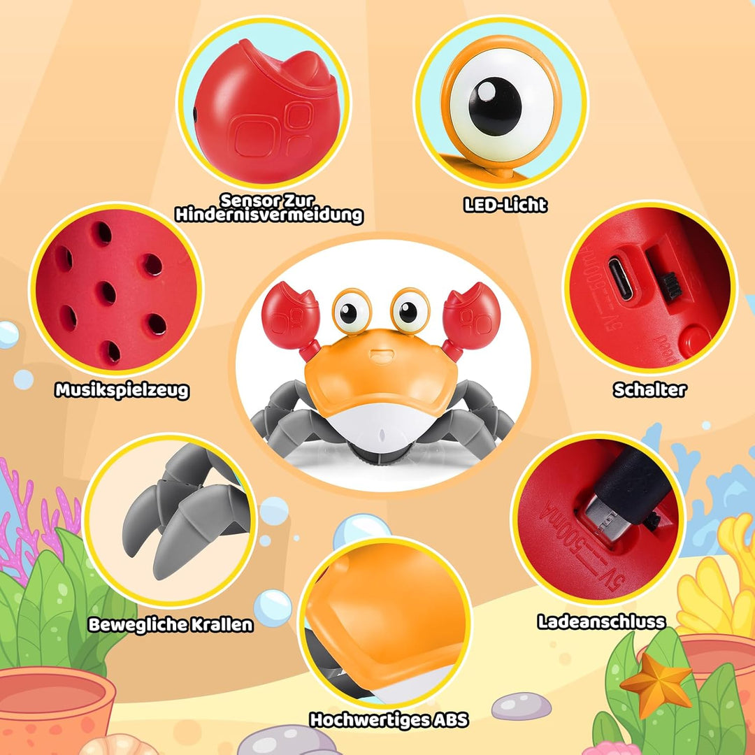 Montessori Baby Spielzeug 6-12 Monate, Krabbelnde Krabbe 1-4 Jahre Mädchen Geschenk, Krabbelspielzeu