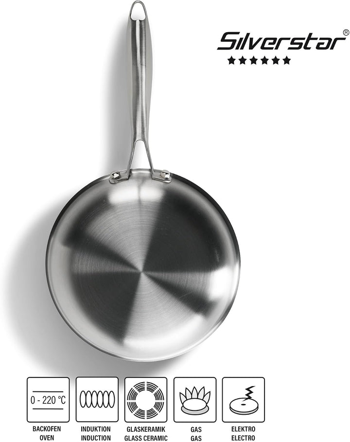 Silverstar Edelstahlpfanne 24 cm Wabenstruktur Sterne Kratzfeste Antihaft Pfanne Induktion, Wabenpfa