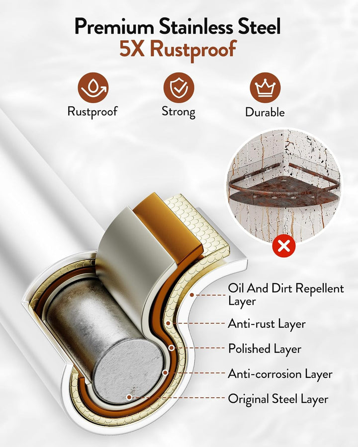 Orimade Duschablage ohne Bohren Ecke,Duschregal Eckablage Selbstklebend für Badezimmer & Küche 2 Stü
