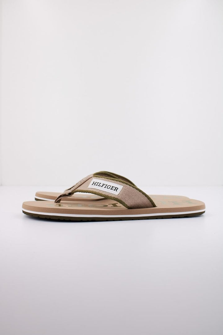 Tommy Hilfiger Herren Patch Hilfiger Beach Sandal Flip-Flop 40 EU Beige, 40 EU Beige