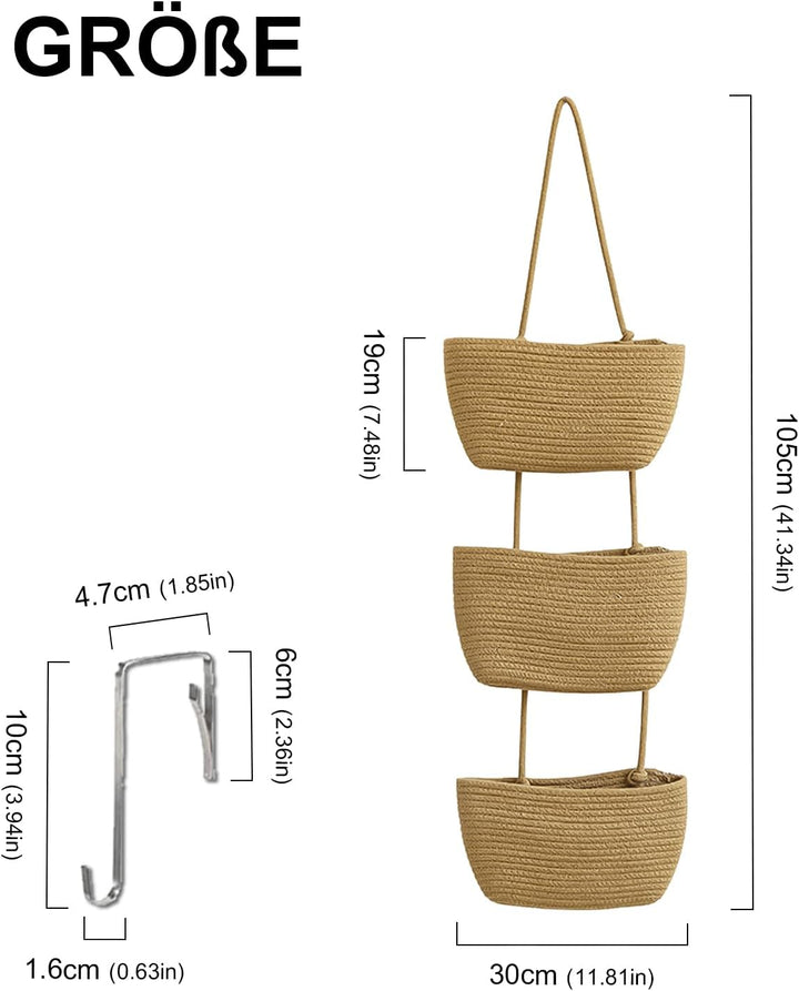 DYOUen Vielseitiger Hänge-Organizer aus gewebtem Baumwollseil für Bad, Kinderzimmer und Schlafzimmer