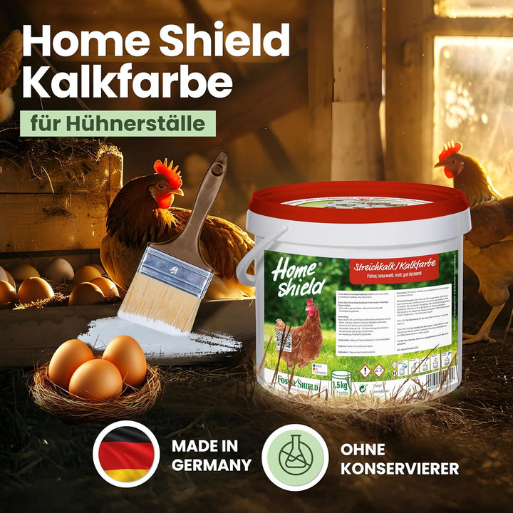 Bundle - 2 kg Eimer Einstreu für Hühner &amp; 1,5 kg Eimer Kalkfarbe weiss - Gemahlene Mineralien zur Ve