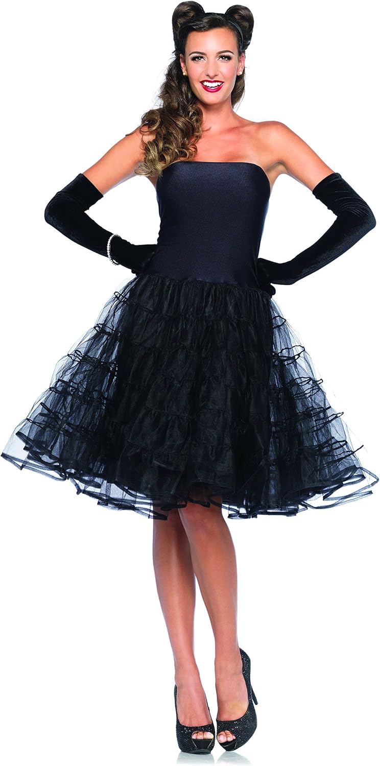 LEG AVENUE 85481 - Rockabilly swing dress Petticoats, Grösse M/L (Schwarz) Grösse: M/L (EUR 40-42) S