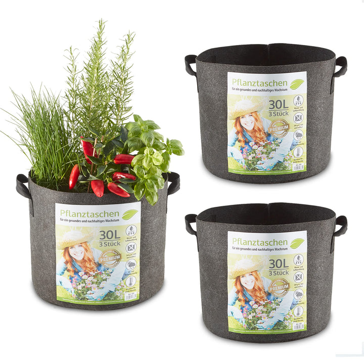 zooprinz Premium 30 L oder 60 L Pflanztaschen aus dickem Vlies – Pflanzsäcke perfekt für Blumen, Tom