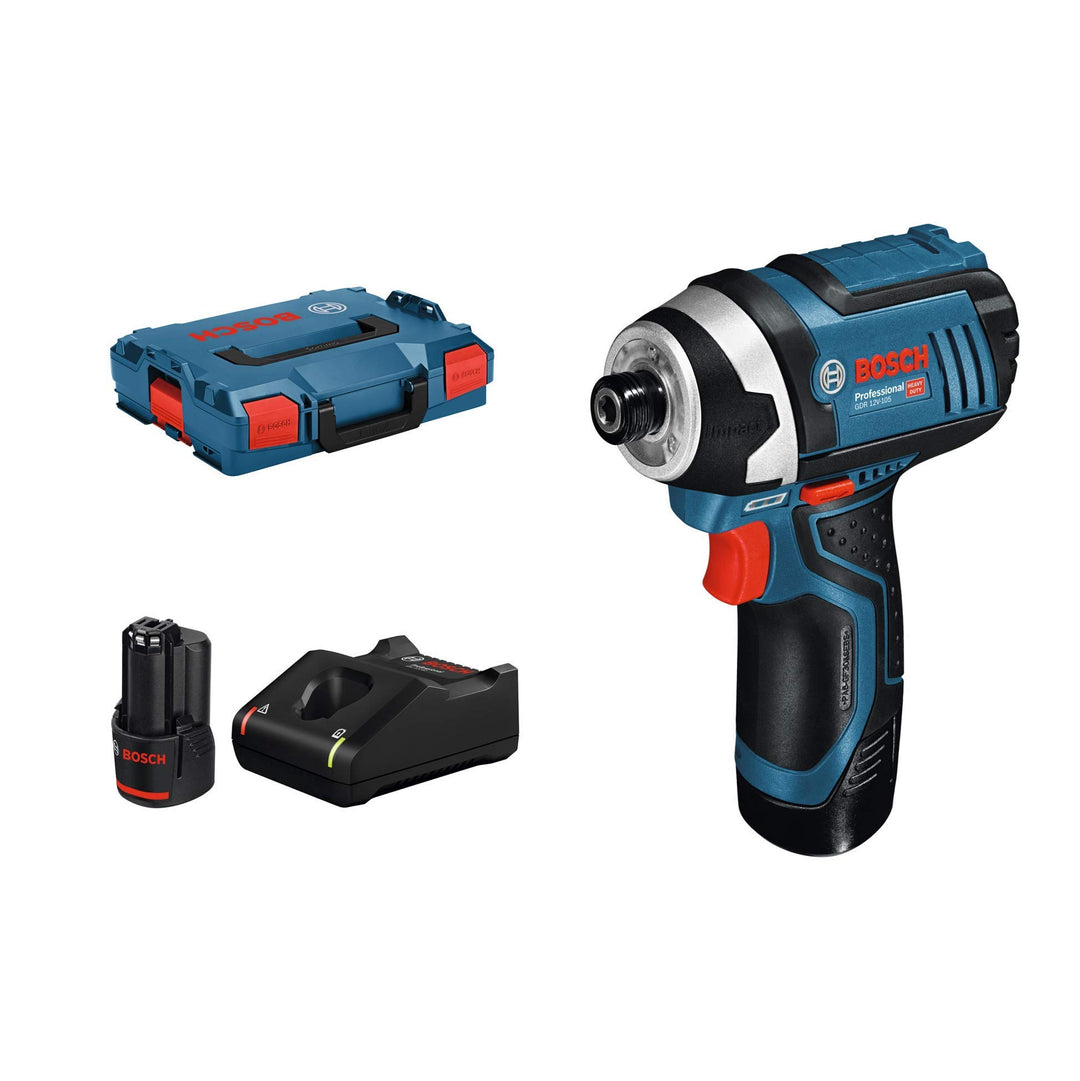 Bosch Professional 12V System Akku Drehschlagschrauber GDR 12V-105 (2x 2.0Ah Akkus & Ladegerät, in L