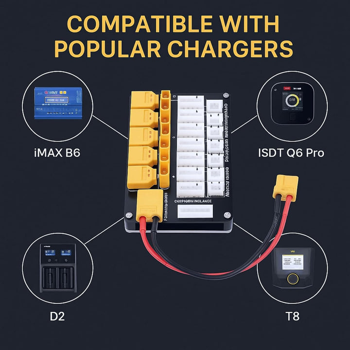 TICFOX Multi-Parallel-Ladeplatine Lipo-Akku-Ladeplatine Parallel XT30 XT60 Stecker 2?6S Lithium-Batt