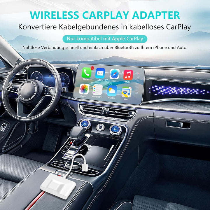 Carplay Wireless Adapter für iPhone, Apple Wireless Carplay Adapter Dongle Konvertieren Verkabeltem