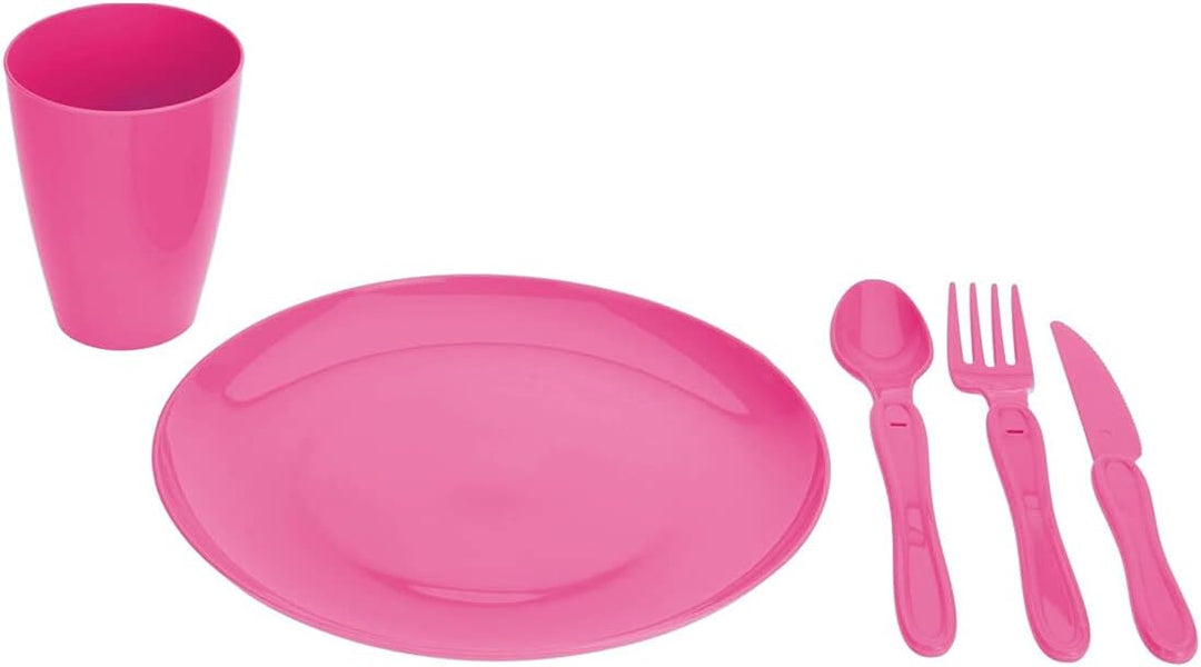 Picknick Set 31 teilig Besteckset Becher Teller Messer Gabel Löffel Transportbox Picknickset Besteck