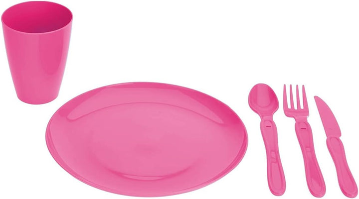 Picknick Set 31 teilig Besteckset Becher Teller Messer Gabel Löffel Transportbox Picknickset Besteck